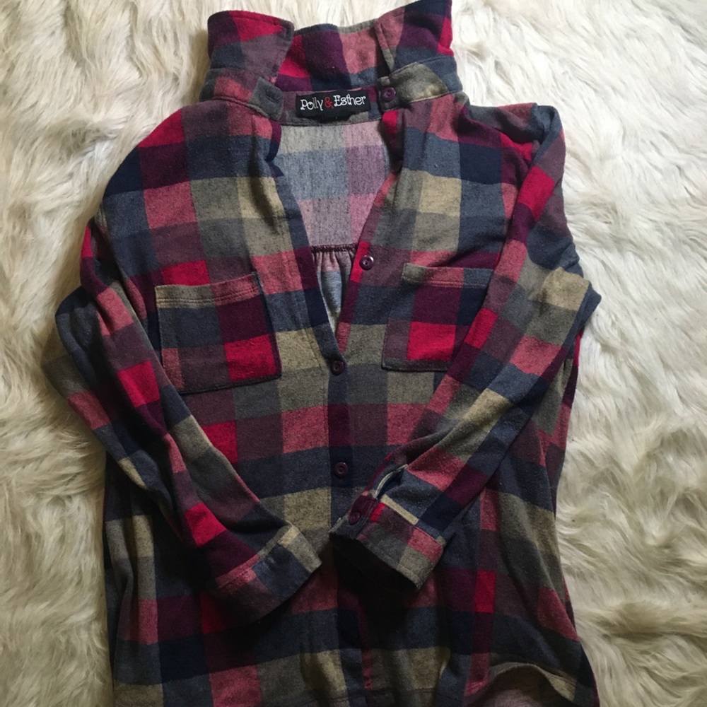 Long Sleeve Plaid Polly & Esther Top